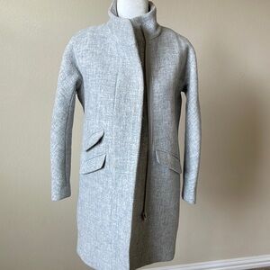 J Crew Cocoon Mid Length Heather Gray Italian Stadium Cloth Wool Size 0P